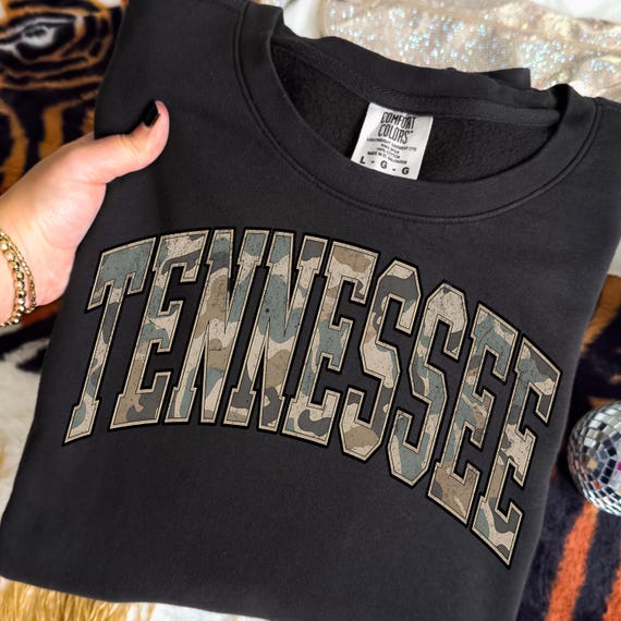 Camo Tennessee PNG Tennessee Shirt PNG TN State Shirt Design Retro College Font Sublimation Preppy Tennessee Png Graphic TShirt Png