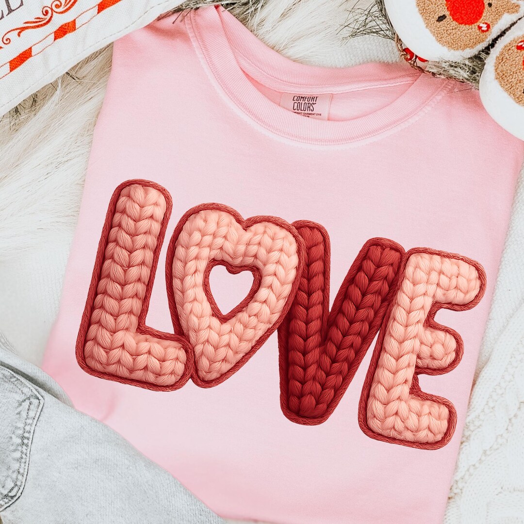 Valentine's Day LOVE PNG Faux Yarn Valentine PNG Crochet Valentines Png ...