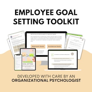 Peut inclure: Une boîte à outils numérique pour la définition des objectifs des employés. La boîte à outils comprend un guide pour reformuler les objectifs d'évitement en objectifs d'approche, une liste de questions à poser avant de fixer des objectifs et un guide pour la définition des objectifs. La boîte à outils a été développée avec soin par un psychologue organisationnel.