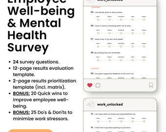 Employee Well-being & Mental Health Survey: 24 Questions (Action Plan Templates)