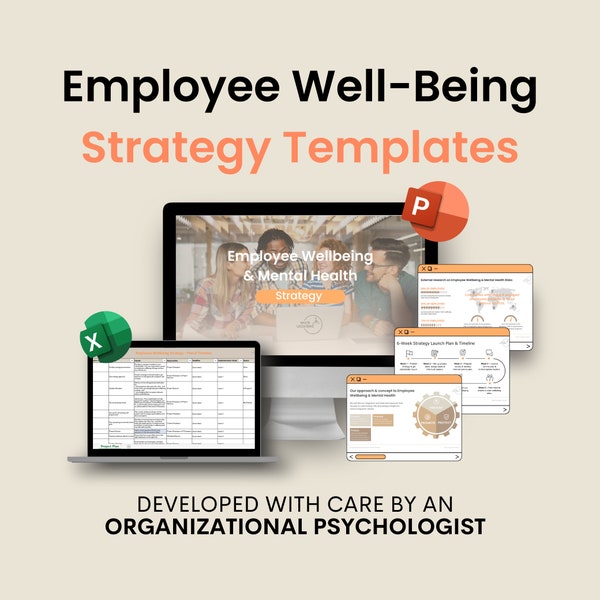 Employee Well-being & Mental Health Strategy Template | 13-Slide Ready-Made Strategy | Incl. Project Plan, Checklists, Fill-In Forms, etc.