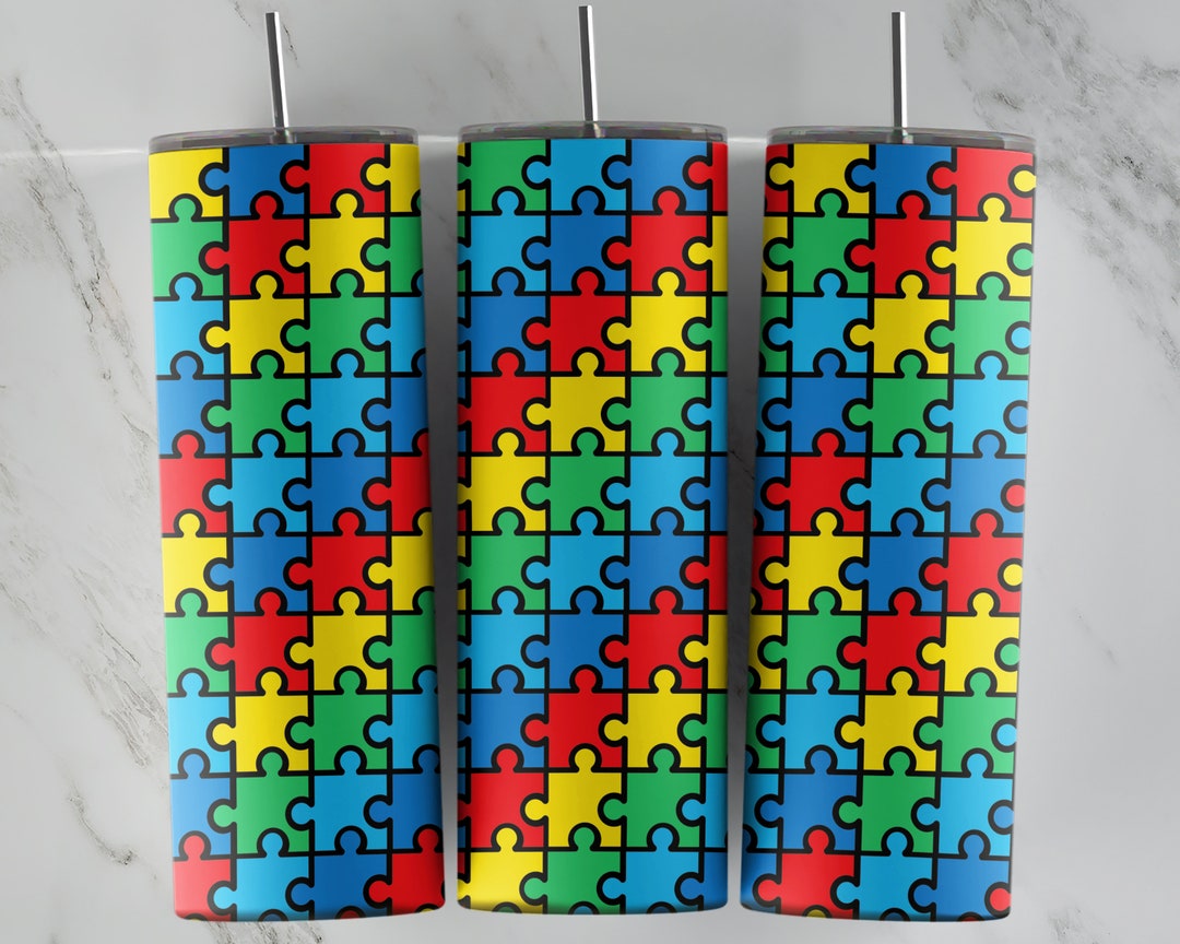 Autism Puzzle Tumbler Design Sublimation Designs Downloads Etsy