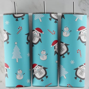 Christmas Penguin Blue Tumbler Design | Sublimation Designs Downloads, Digital download, 20oz tumbler sublimation,Digital file, tumbler wrap