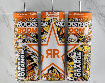 Rockstar Orange Boom Tumbler Design | Sublimation Design Downloads, Digital download, 20oz tumbler, Digital file, tumbler wrap