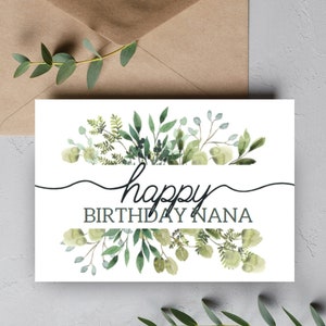 Printable Birthday Card for Nana's Birthday, Greeting Card for Nan's ...