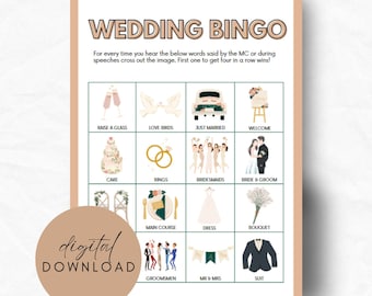 Printable Wedding Bingo Game, Wedding Game Idea - Digital Download