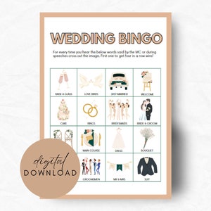 Printable Wedding Bingo Game, Wedding Game Idea - Digital Download
