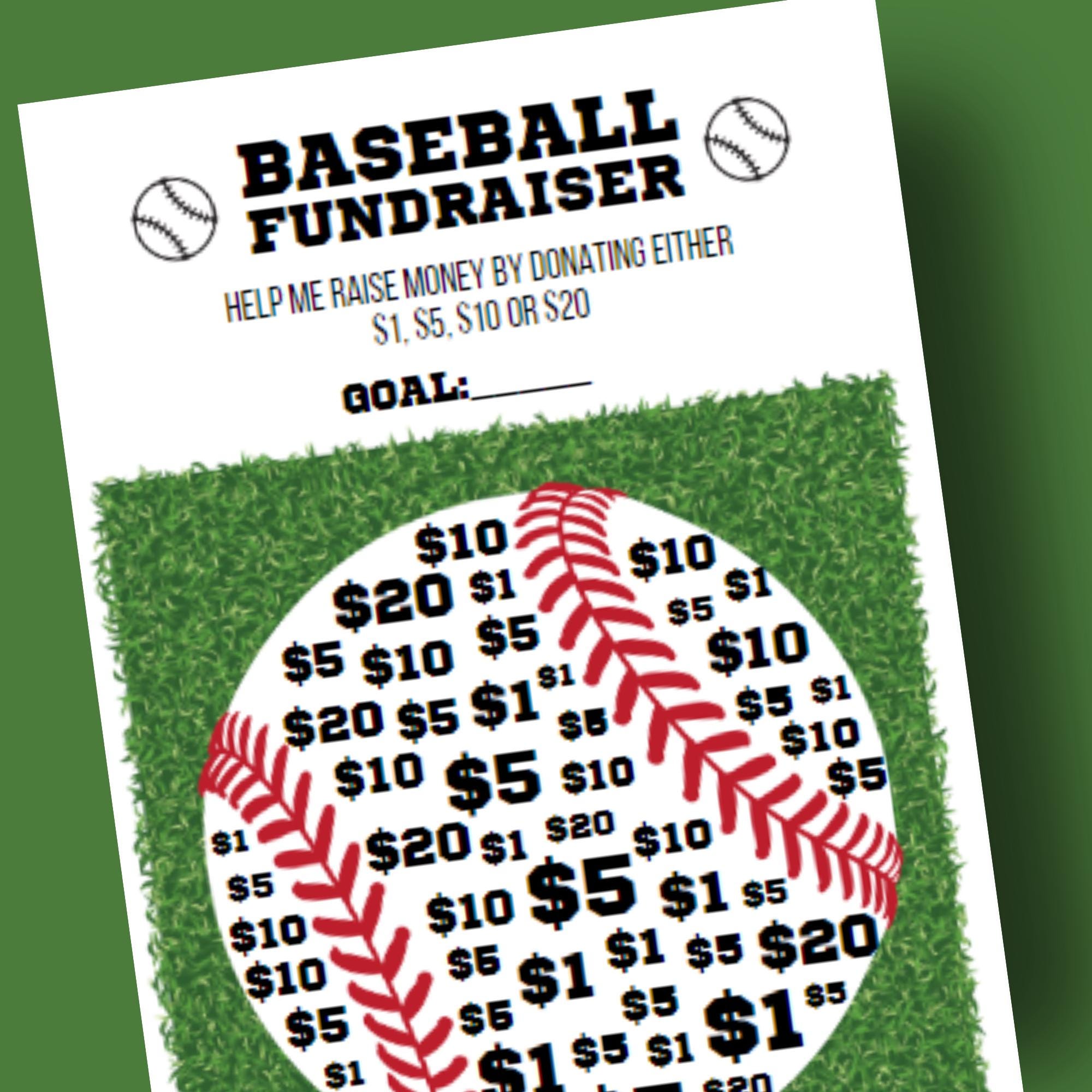 Printable Baseball Fundraiser Sheet | Raise up to 200 Dollars | PDF ...