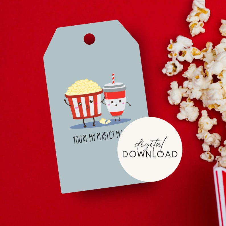 Printable Gift Tag | Popcorn Gift Tag for Valentines Day or A Loved ...