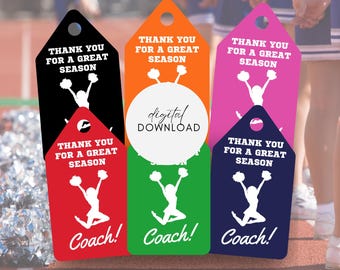 Etichette regalo stampabili per cheerleader per allenatore / Grazie per una grande stagione allenatore / Download digitale PDF