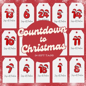 Christmas Countdown Gift Tags | 24 Printable Gift Tags for Christmas | Digital Download