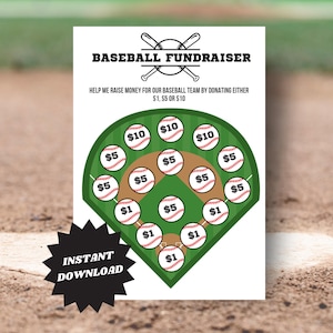 Printable Baseball Fundraiser Sheet | PDF Digital Download