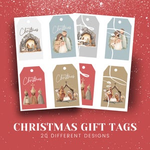 Etiquetas de regalo para el Nacimiento de Navidad / 20 etiquetas de regalo para Navidad, descarga digital