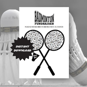 Printable Badminton Fundraiser Sheet | Digital Download Badminton Fundraiser