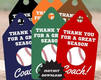 Etichette regalo stampabili per allenatore di baseball / Grazie per una fantastica stagione, allenatore / Download digitale PDF