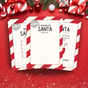 Druckbares Weihnachtspaket | Brief an den Weihnachtsmann für Kinder, Zeichnung für den Weihnachtsmann & Weihnachtsschild für Heiligabend | Digitaler Download