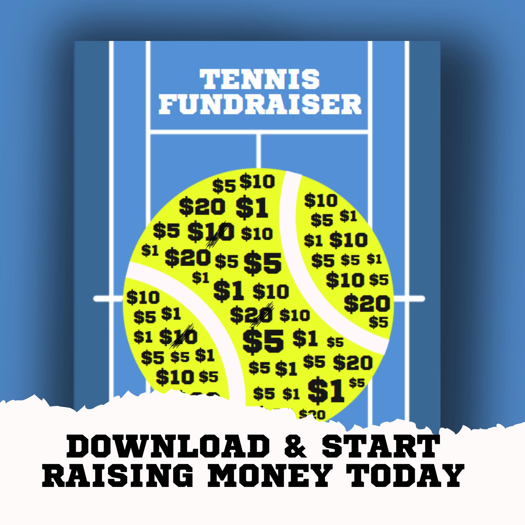 Printable Tennis Fundraiser Sheet | Digital Download Tennis Fundraiser ...