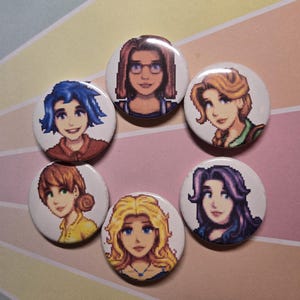 Set Of Bachelorettes Of Stardew Valley Button Pins