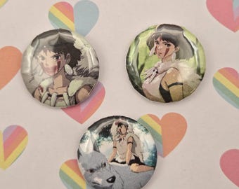 Princess Mononoke Studio Ghibli Set of 3 Pins