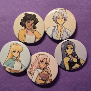 Set Of 5 Fields Of Mistria Bachelorettes Button Pins