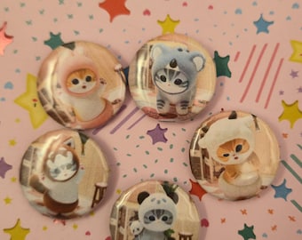 SPRING SALE Mofusand Cat Set Of 5 Button Pins