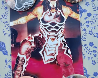 Penta Cero Miedo Wrestling Pins and Photocard Set