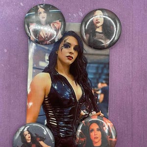 Wrestler Stephanie Vaquer Pins and Sticker Back Photo Card
