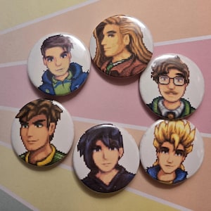 Set Of 6 Stardew Valley Button Pins The Bachelors