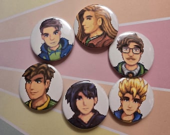 Set Of 6 Stardew Valley Button Pins The Bachelors