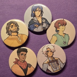 Set Of 5 Fields Of Mistria Bachelor Button Pins