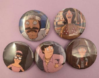 SPRING SALE Bob's Burgers Belcher Family Set Of 5 Button Pins