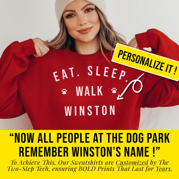 Personalized Whoodle Crewneck, Eat Sleep Walk Whoodle Sweatshirt, Gift for Whoodle Owner, Whoodle Crewneck