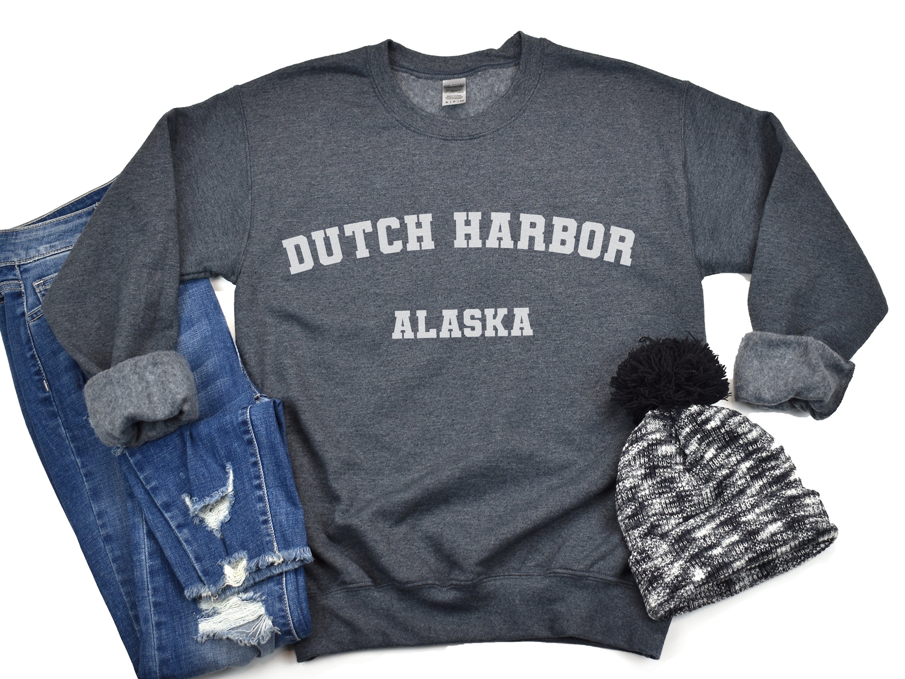 Dutch Harbor Sweatshirt Soft Cozy Dutch Harbor AK Crewneck Sweater