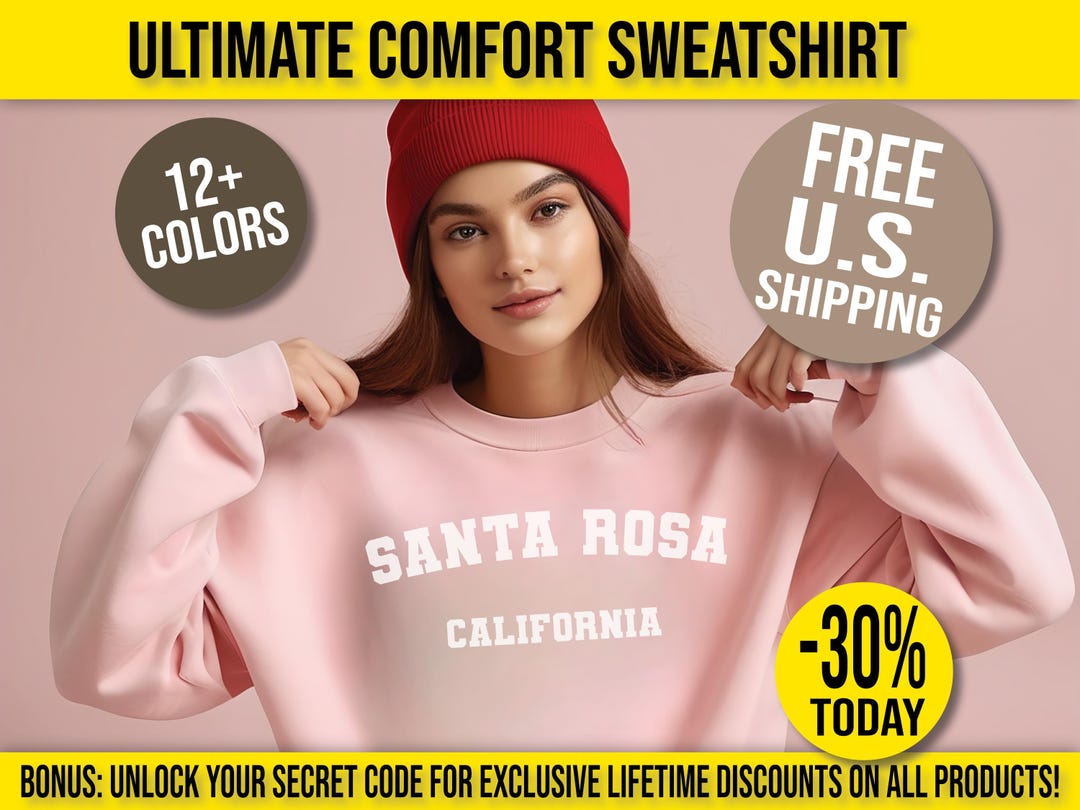 Santa Rosa California Collegiate Style Crewneck Sweatshirt Santa Rosa
