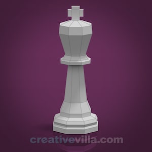 Pieza de ajedrez gigante - Plantilla de modelo de papel King DIY Low Poly