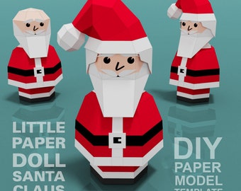 DIY Paper Santa Claus Model: Low Poly Craft Template (Digital Download)