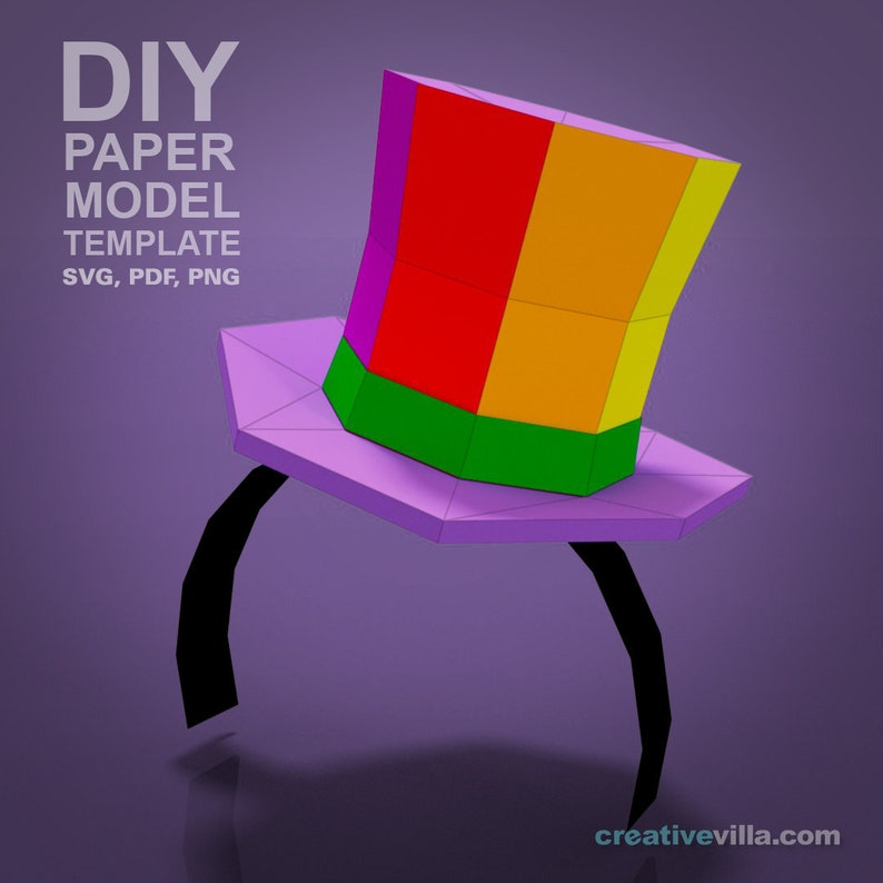 Mini Top Hat Head Bands DIY Low Poly Paper Model Template, Paper Craft image 7