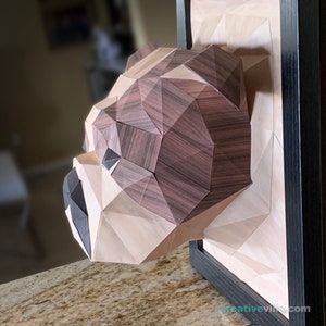 English Bulldog 3D Portrait Wall Sculpture DIY Low Poly Paper Model Template, Paper Craft image 6