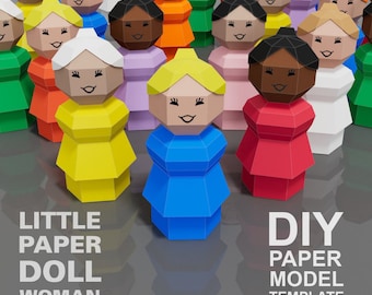 Bambola di carta fai da te: modello low poly (download digitale)