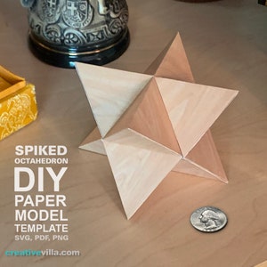 Spiked Octahedron 3D Shape - DIY Low Poly Paper Model Template, Paper Craft