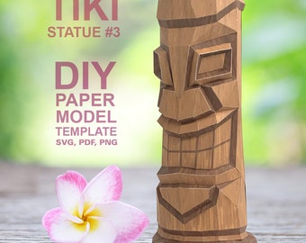 Statua Tiki n. 3 - Modello di modello artistico in carta poligonale fai-da-te, creazione di carta