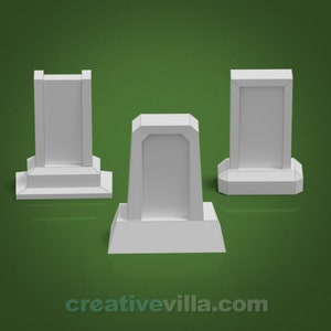 Tombstones Set 2 Low Poly Paper Model Template