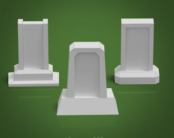 Conjunto de lápides 2 modelo de modelo de papel Low Poly