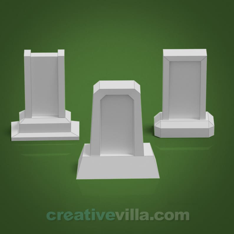 Tombstone Rectangle Tombstones Set 2 Low Poly Paper Model Template - Etsy