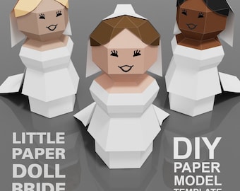 DIY Paper Doll Bride: Low Poly Paper Model Template (Digital Download)