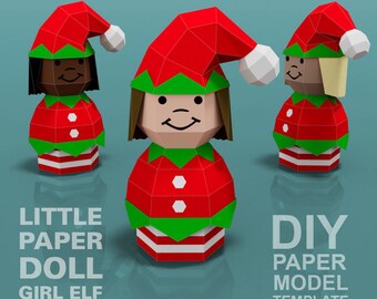 DIY Paper Elf Doll: Low Poly Model Template (Digital Download)