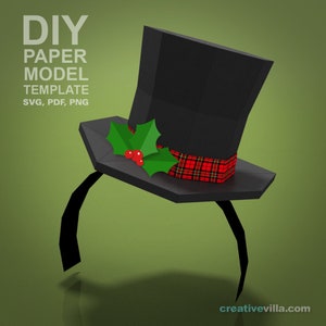 Mini Top Hat Head Bands DIY Low Poly Paper Model Template, Paper Craft image 5