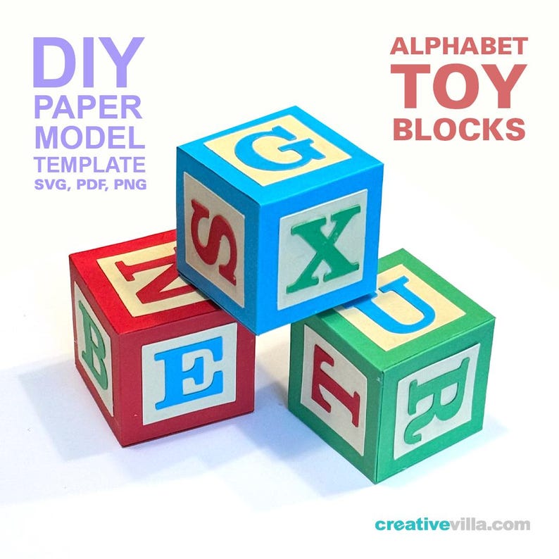 Toy Alphabet Learning Blocks - DIY Paper Model Template, Paper Craft ...