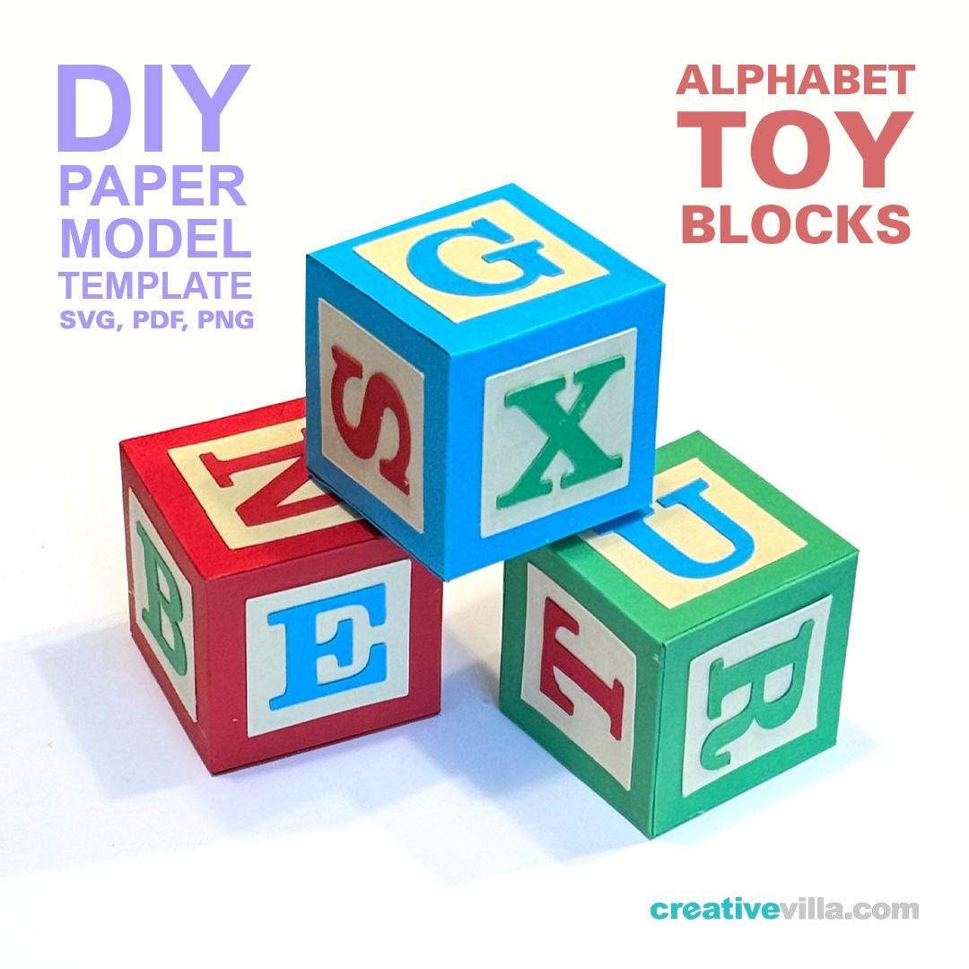Toy Alphabet Learning Blocks - DIY Paper Model Template, Paper Craft ...