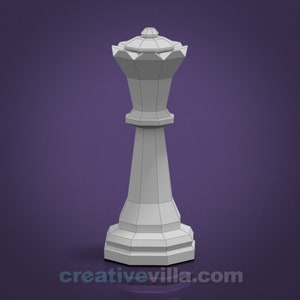 Giant Chess Piece - Queen DIY Low Poly Paper Model Template